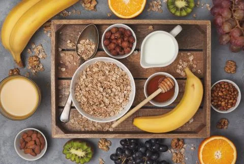 Ingredients for a healthy breakfast Stock Photos