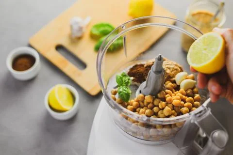 Ingredients for hummus Stock Photos
