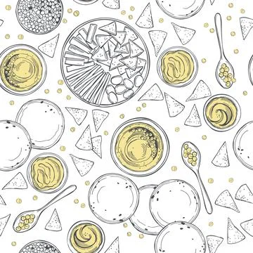 Ingredients for hummus.   Vector  pattern. 스톡 일러스트