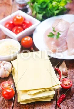 Ingredients for lasagna Stock Photos