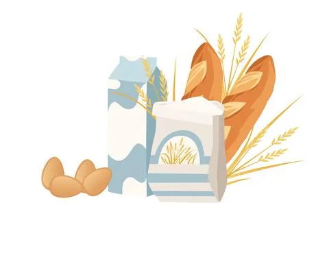 Ingredients for making bread products vector illustration on white background Stock Illustration