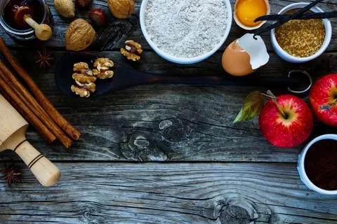 Ingredients for making cake Stock Photos