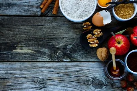 Ingredients for making cake Stock Photos