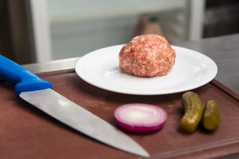 Ingredients for making hamburger. Stock Photos
