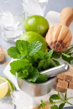 Ingredients for making mojitos Stock Photos