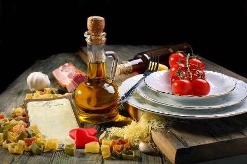 Ingredients for making a romantic dinner. Stock Photos