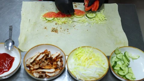 Ingredients for making shawarma. Stock Footage 309818329