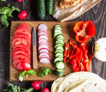 Ingredients for making wraps. Stock Photos