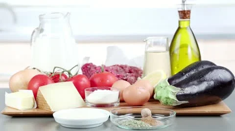 Ingredients for moussaka Stock Footage 24671100