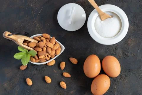 Ingredients needed to make marzipan Stock Photos