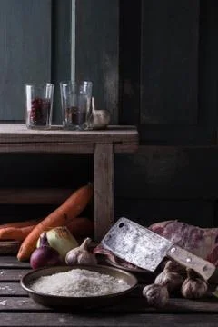 Ingredients for pilaf Stock Photos