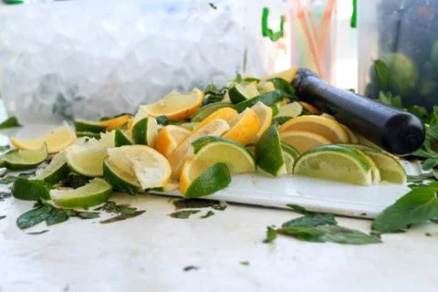 Ingredients for a refreshing Mojito 库存照片