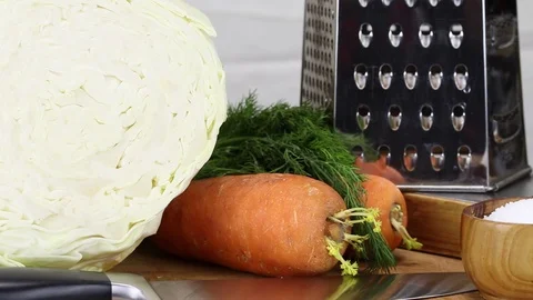 Ingredients for salting cabbage Stock Footage 121661304