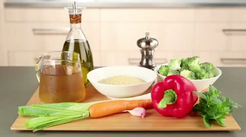 Ingredients for vegetables couscous Stock Footage 24672869