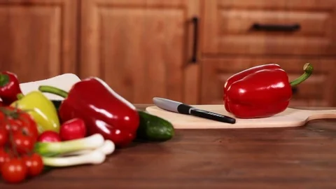 Ingredients for a vegetables salad Видео 81053503