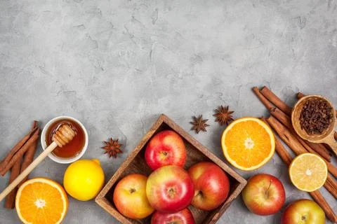 Ingredients for winter drinks Stock Photos