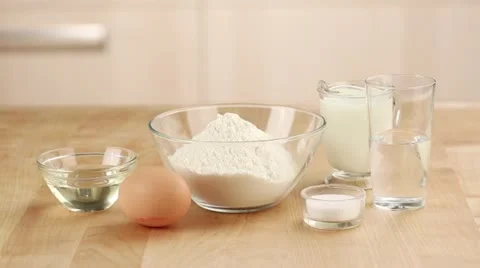 Ingredients for Yorkshire pudding (England) Stock Footage 24672686
