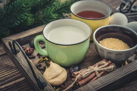 Ingridients for eggnog Stock Photos