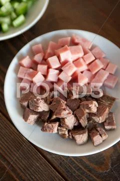 Ingridients for okroshka Stock Photos