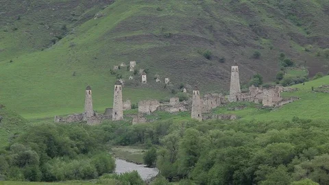 Ingushetia, ancient settlement Tagrim Stock Footage 81208193