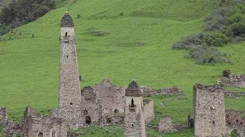 Ingushetia, ancient settlement Tagrim Stock Footage 81213192