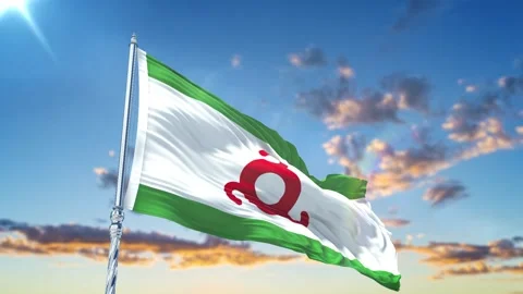 Ingushetia flag Waving Realistic With Sky Stock Footage 293003109