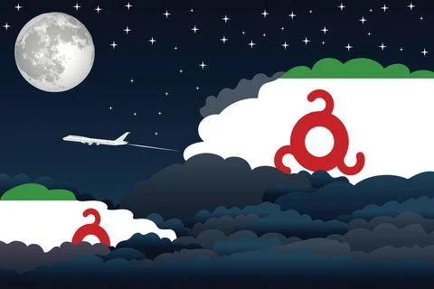 Ingushetia Night Clouds Airplane Vector Illustration Stock Illustration
