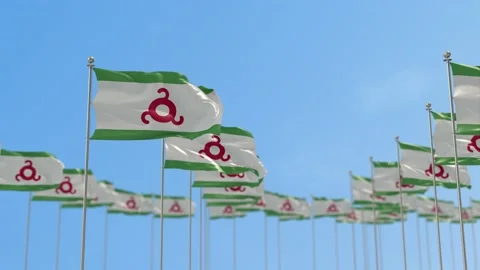 Ingushetia Row Of Flags 3D Animation Stock-Footage 148698734