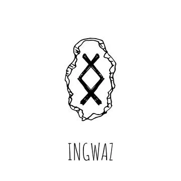 Ingwaz rune written on a stone. Vector illustration. Isolated on white. Stock Illustration
