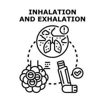Inhalation and exhalation concept with lung health problems and treatment Stock Illustration