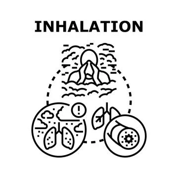 Inhalation process causing respiratory health problems concept Stock Illustration