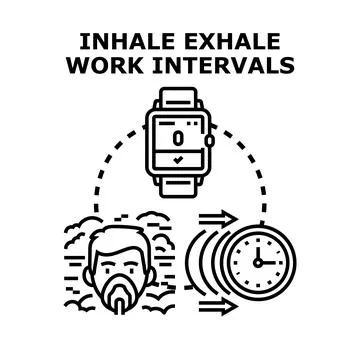 Inhale exhale work intervals breathing technique Illustrazione stock