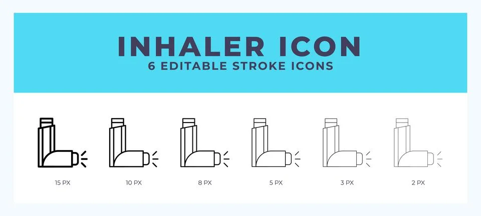 Inhaler icon set with different stroke. Design elements for logo. Vector il.. 스톡 일러스트