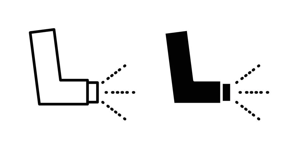 Inhaler icon silhouette vector set. thin line pack Stock Illustration
