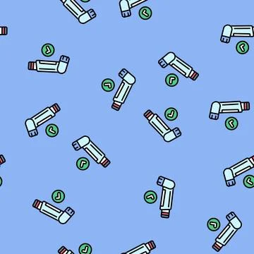 Inhaler for pollen allergy relief vector seamless pattern イラスト素材