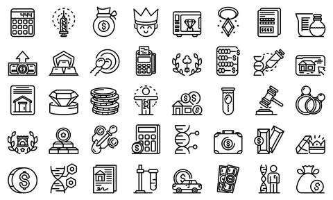 Inheritance icons set, outline style Stock Illustration