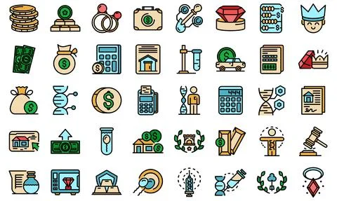 Inheritance icons set vector flat Stock Illustration