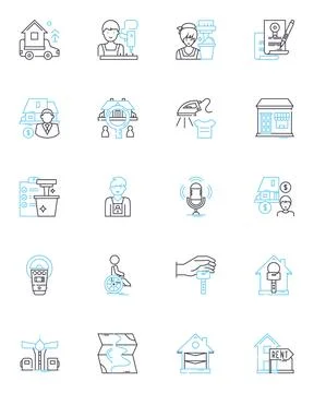 Inheritance linear icons set. Bequest, Probate, Estate, Succession, Heirloom Illustrazione stock