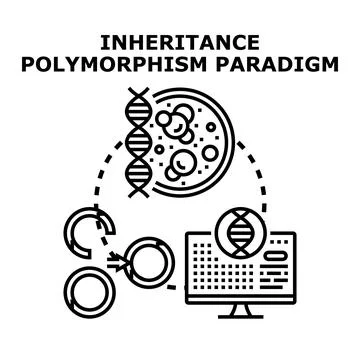 Inheritance polymorphism paradigm in genetics and programming 스톡 일러스트