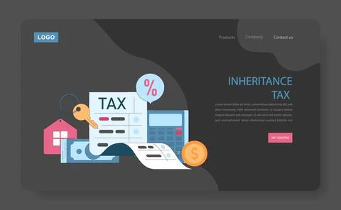 Inheritance tax dark or night mode web, landing. An illustration simplifying Stock Illustration