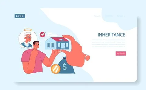 Inheritance web or landing. A thoughtful man considers the value of a house Stock Illustration