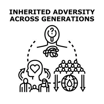 Inherited adversity across generations transmitting problems Stock Illustration