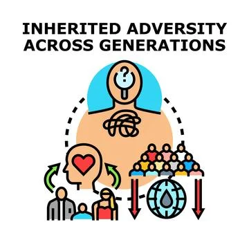 Inherited adversity across generations transmitting problems Stock Illustration
