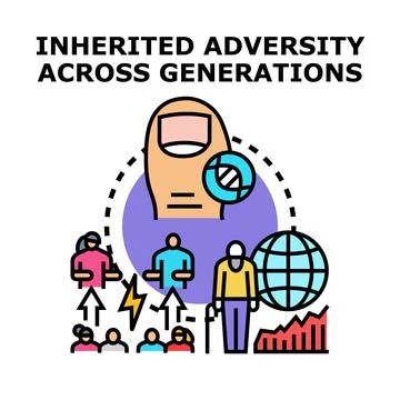 Inherited adversity across generations transmitting challenges Stock Illustration