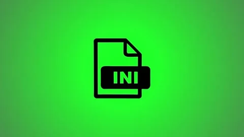 Ini file extension document icon animation on green background Stockbeeldmateriaal 346491225