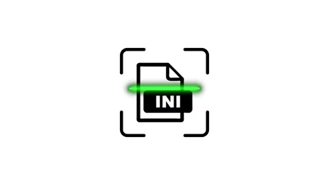 Ini file format scanning animation on white background representing digital.. Stock Footage 346498504