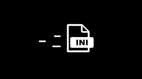 Ini file icon moving fast across dark background, motion graphics concept. Stock Footage 346497405