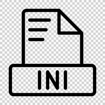 INI File icon. Outline file extension. icons file format symbols. Vector illustr Illustrazione stock