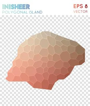 Inisheer polygonal map, mosaic style island. Sublime low poly style, modern.. Stock Illustration