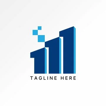 Initial 111 M font bar chart graph square tech symbol monogram business trade Stock Illustration